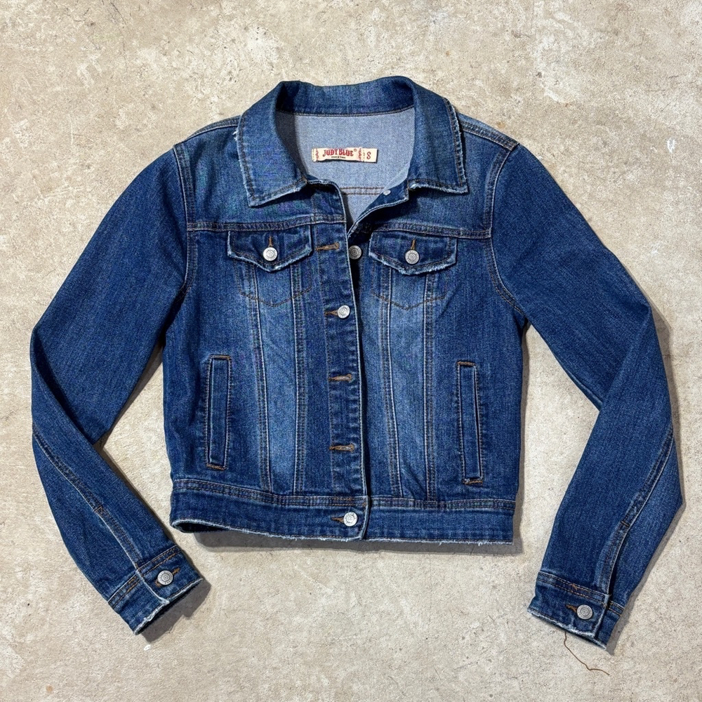 Judy Blue Denim Jean Jacket Women’s Small Trucker Classic Lightly Distressed